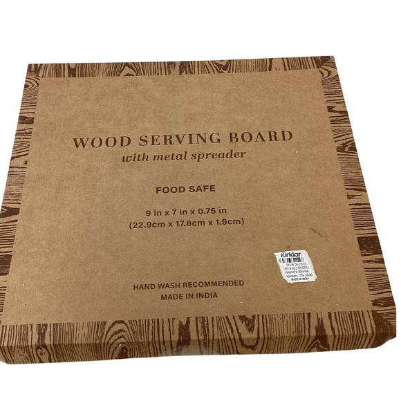 New Enjoy Wood Cheese Snack Charcuterie Serving Board w Metal Spreader - Picture 3 of 3